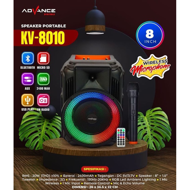 ADVANCE SPEAKER PORTABLE KV-8010  BONUS MIC