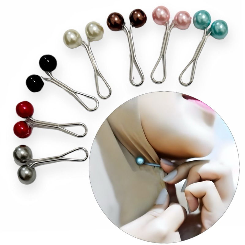 Klip Hijab Turki Bros Dagu Mutiara Pearl Jepit Hijab Brooch Pin Klip Tuspin Tusuk Jilbab