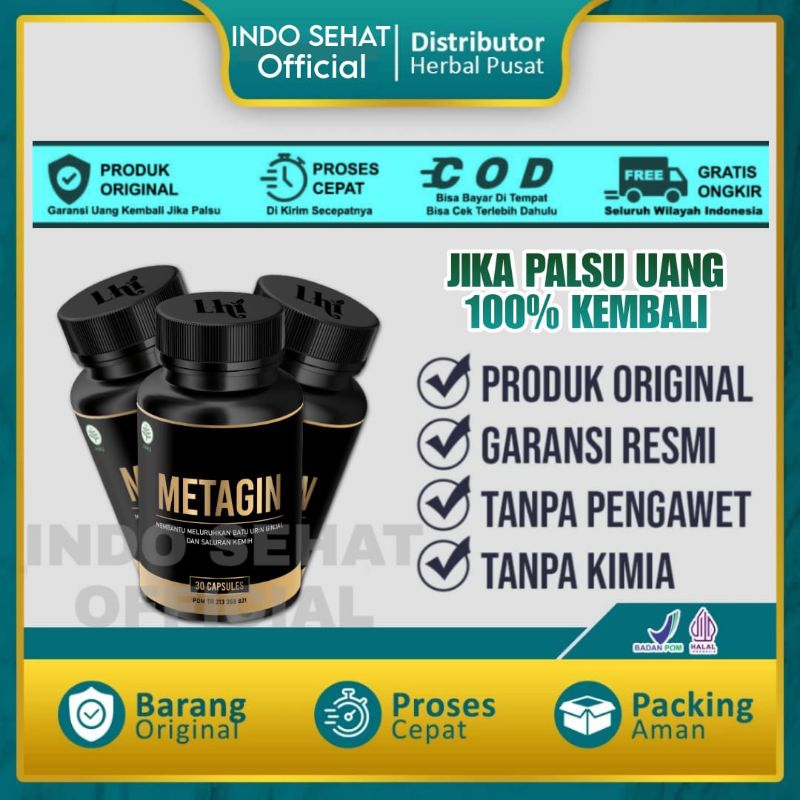 METAGIN Asli Original Obat Herbal Batu Ginjal Penghancur Batu Ginjal Resmi BPOM