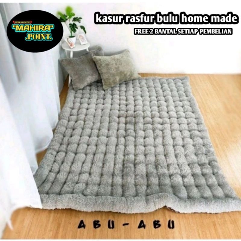 kasur lantai cimol bahan rasfur bulu free 2 bantal uk. 120x170