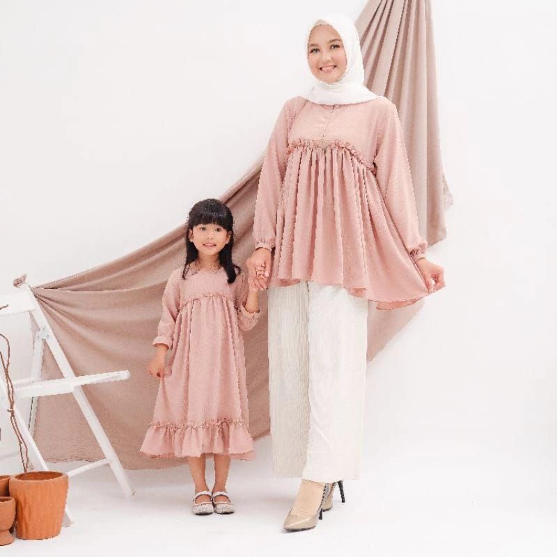 Sheeraya Couple Dres Anak Dan Tunik Ibu || Baju Lebaran Couple ibu dan anak harga terpisah