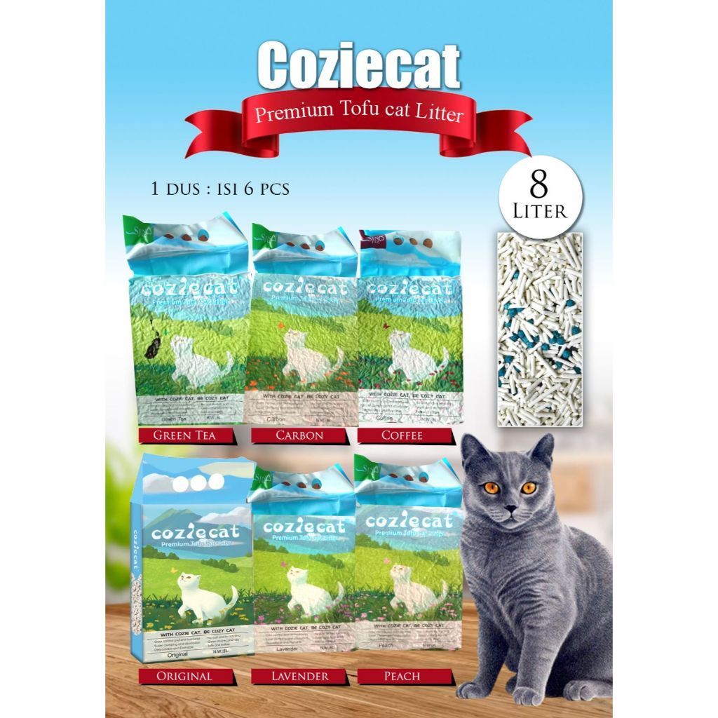 Hve Pasir Tofu Cozie Cat 8L Pasir Gumpal Kucing Pasir Tofu Kucing Murah Cozie cat eco tofu 8L Cat