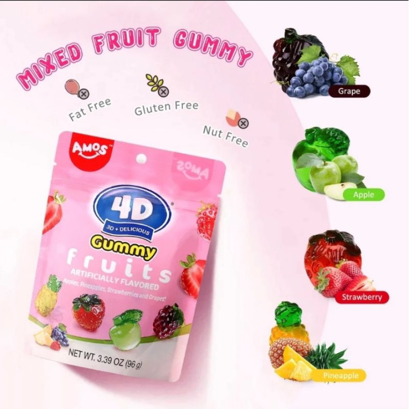 

Amos 4D Gummy Fruits / Permen Lunak / Permen Jelly Buah / Permen Bentuk Buah