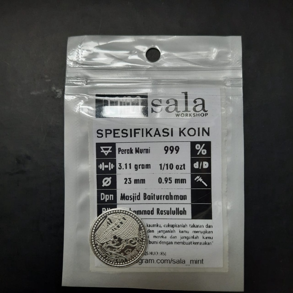 Koin 1 Dirham Perak Murni Sala bukan batangan wakala nadir antam imn 3,11 gr