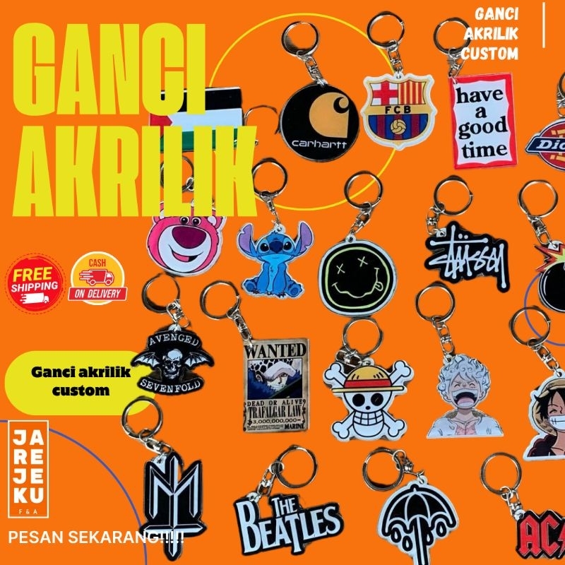 GANCI AKRILIK CUSTOM / GANTUNGAN KUNCI AKRILIK CUSTOM GAMBAR NAMA DLL / Gantungan Kunci Nama Custom 