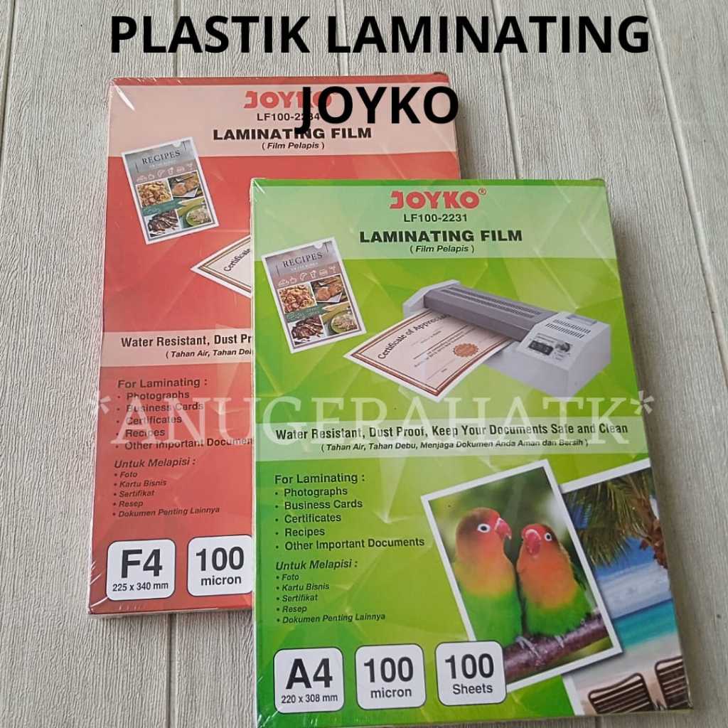 

(1 Pack100lbr) Plastik Laminating Glossy A4 & F4 100mc JOYKO