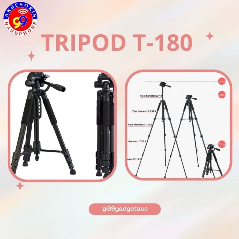 TRIPOD HANDPHONE / KAMERA T180 BAHAN KOKOH & KUAT MULTIFUNGSI