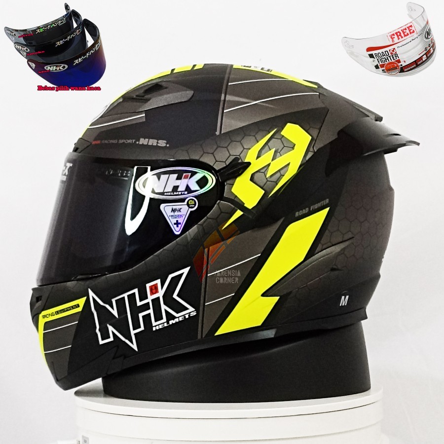 NHK RX9 Navy Black Yellow Doff Paket Ganteng Full Face Double Visor