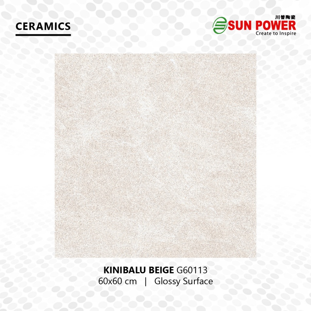 Keramik Lantai Body Putih Glossy - Kinibalu Series 60x60 | Sun Power