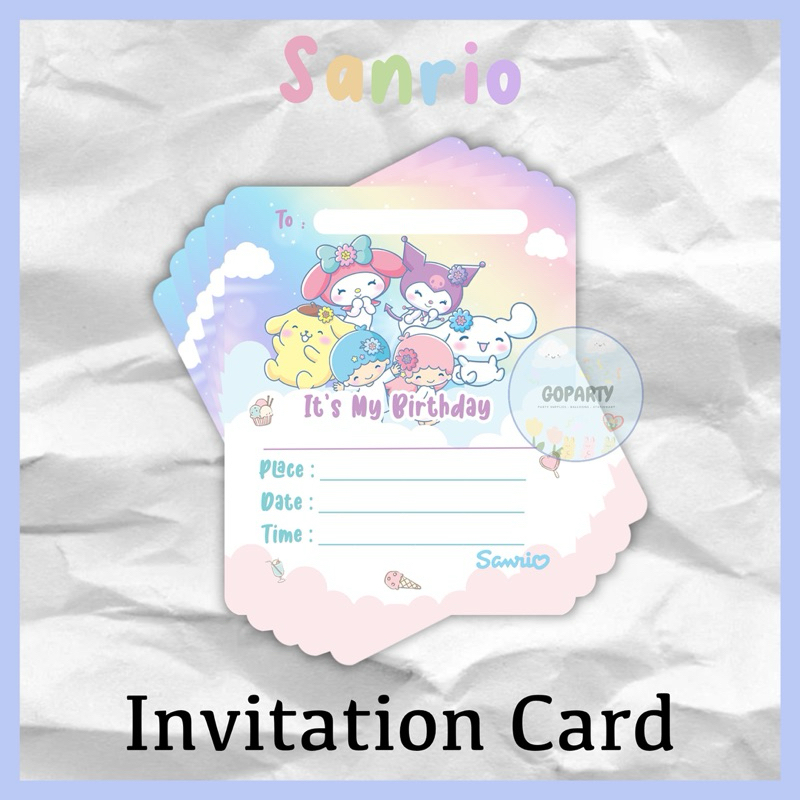 SANRIO KARTU UNDANGAN ULANG TAHUN BIRTHDAY INVITATION CARD DEKORASI