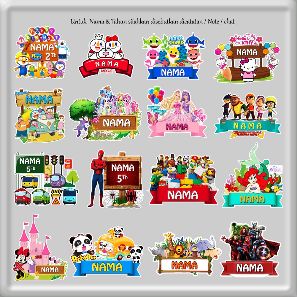 [Whispers] Topper cake Custom Karakter Pororo mixue barbie spiderman Hello kitty Kuda poni Boboi