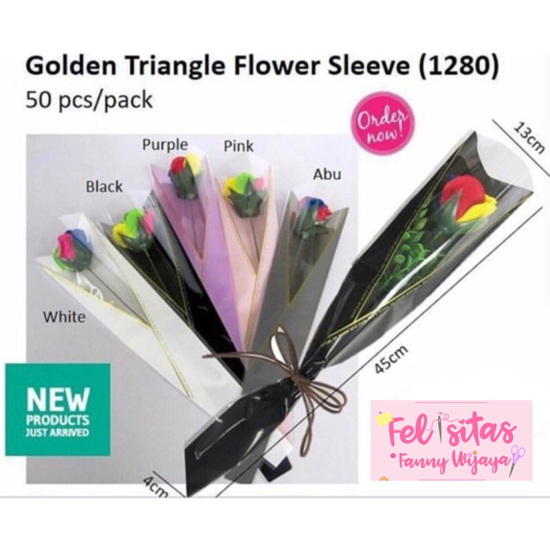 

Golden Triangle Flower Sleeve isi 50 - plastik bunga - plastic bunga - barang florist 1280 -ATB