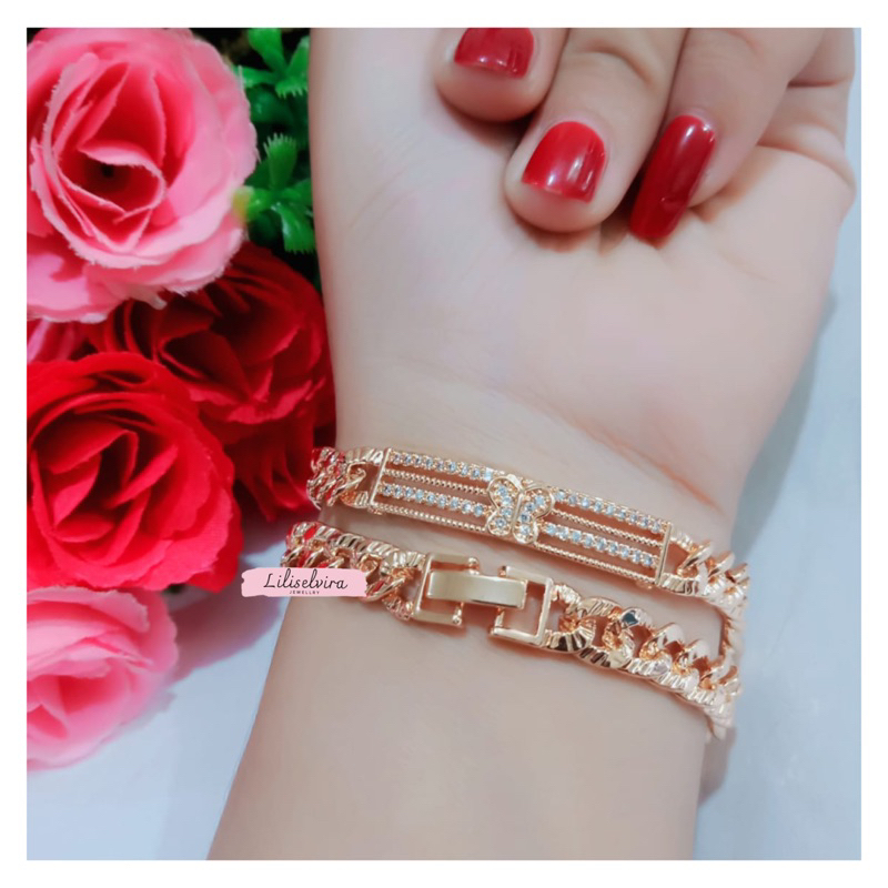 Gelang Rantai Titanium Tembaga Xuping Perhiasan Fashion Aksesoris Lapis Emas Tidak Mudah Luntur