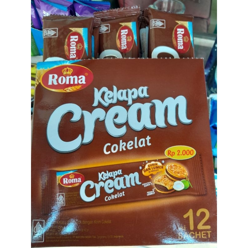 

Roma Kelapa Cream Cokelat 42g SNACK JAJANAN CEMILAN