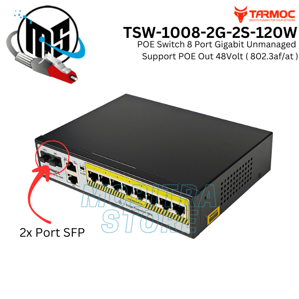 Tarmoc TSW-1008-2G-2S-120W, 8 Port Gigabit POE 802.3af/at POE Switch 120W