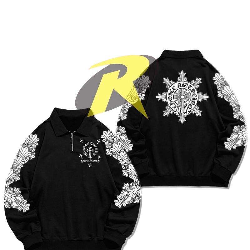 Half Zip Half Zipper Chrome Hearts New Laki Laki/Wanita