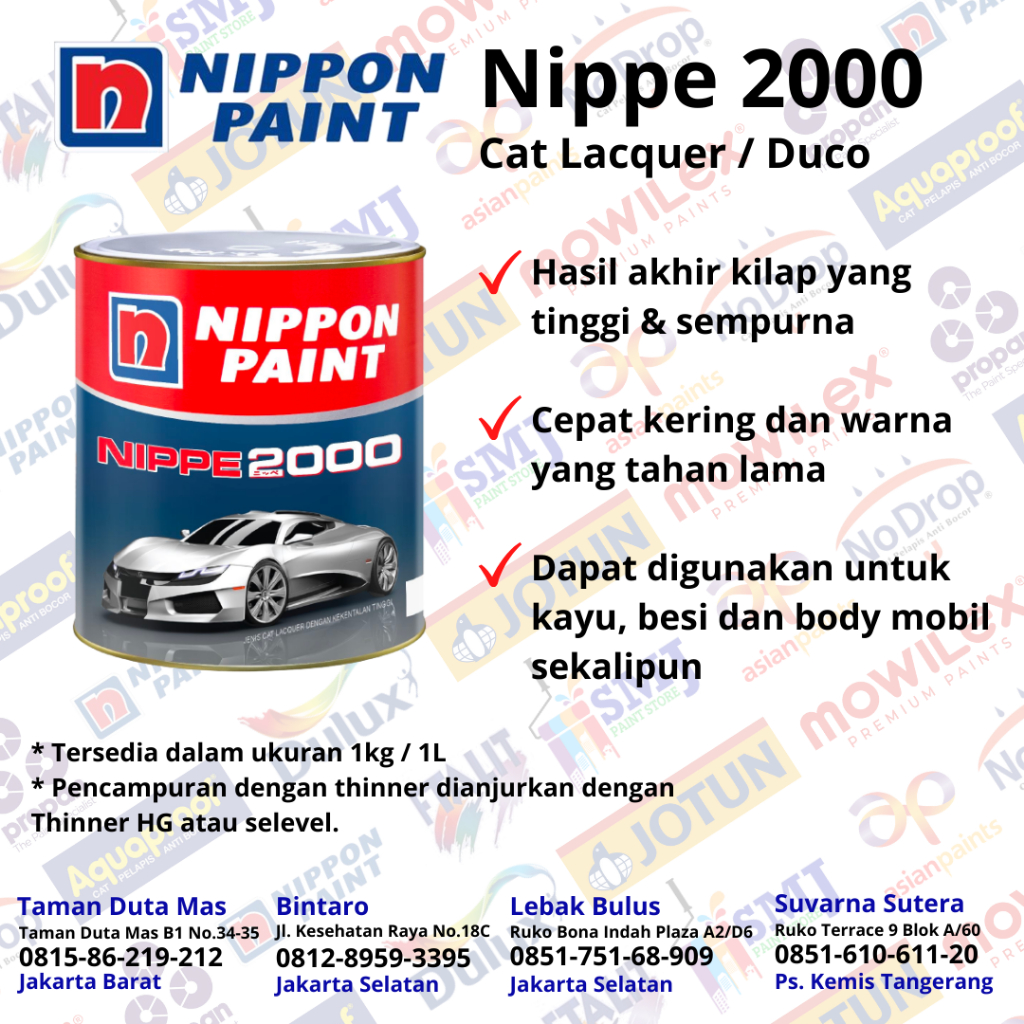 CAT DUCO NIPPE 2000 WARNA KECUALI MERAH KEMASAN 1 KG