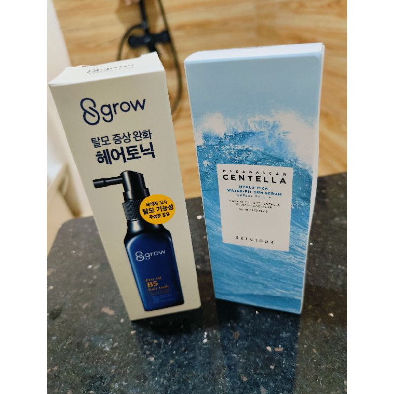 8GROW HAIR TONIC , SKIN1004 MADAGASCAR CENTELLA HYALU CICA SUN SERUM , SUNSCREEN SPF50
