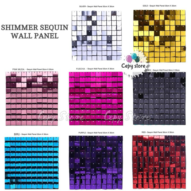Promo ( 5 PCS ) Square Sequin Wall Panel / Shimmer Sequin / Backdrop Ulang Tahun