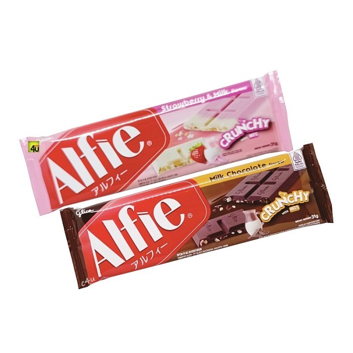 

Glico Alfie Crunchy Milk Chocolate / Strowberry & Milk Flavor 31 Gram