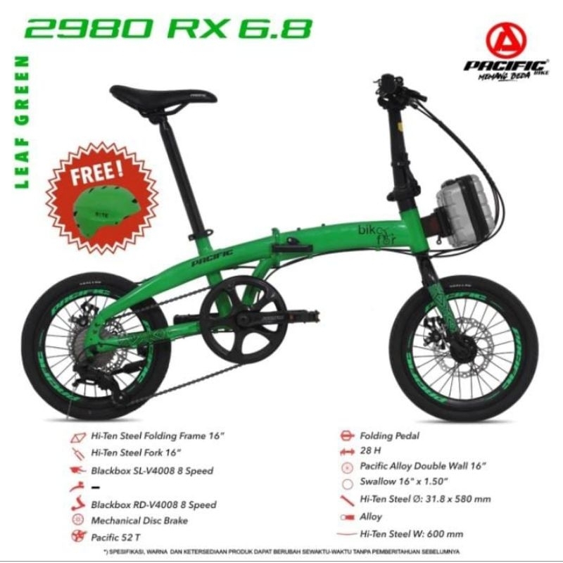 Sepeda Lipat 20 Pacific 2980 RX Disk Cakram VT Bonus helm+tas