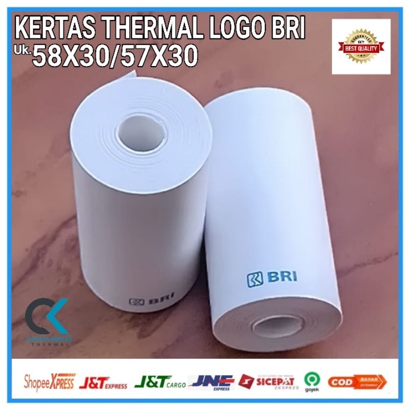 

KERTAS THERMAL EDC LOGO BANK BRI 58X30/57X30 COCOK UNTUK BRILINK