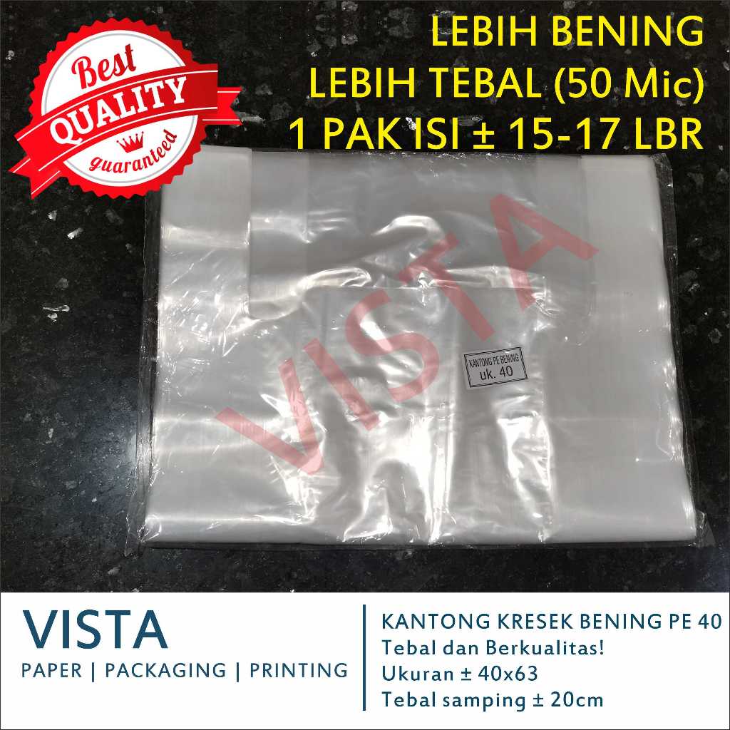 Kantong Kresek Plastik PE Bening Ukuran 40, Kemasan 500 gram TRANSPARAN & TEBAL