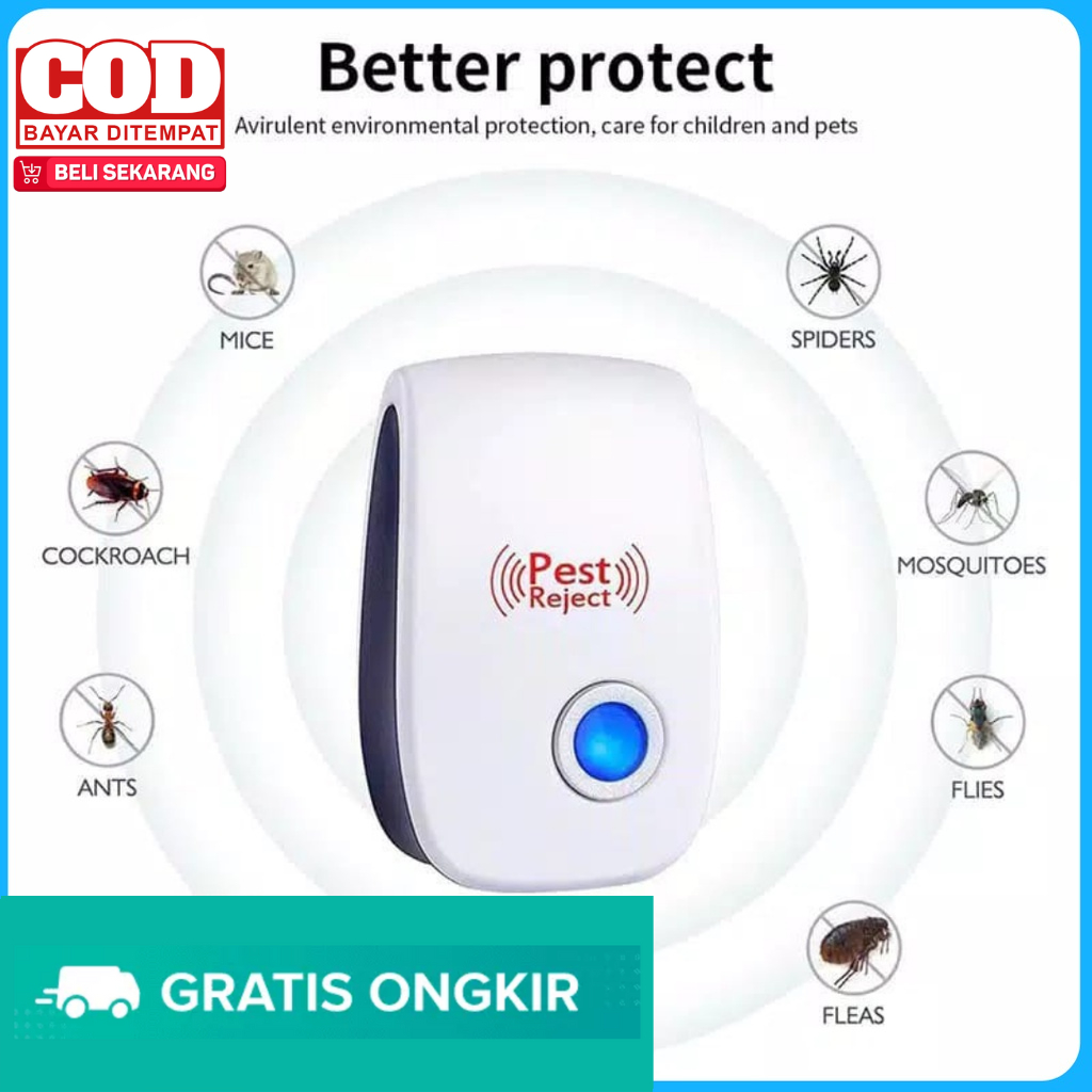 Pengusir Tikus Ultrasonic - Tanpa Racun Perangkap Lem Pest Repeller Elektronik 【COD Ready Stock】Alat