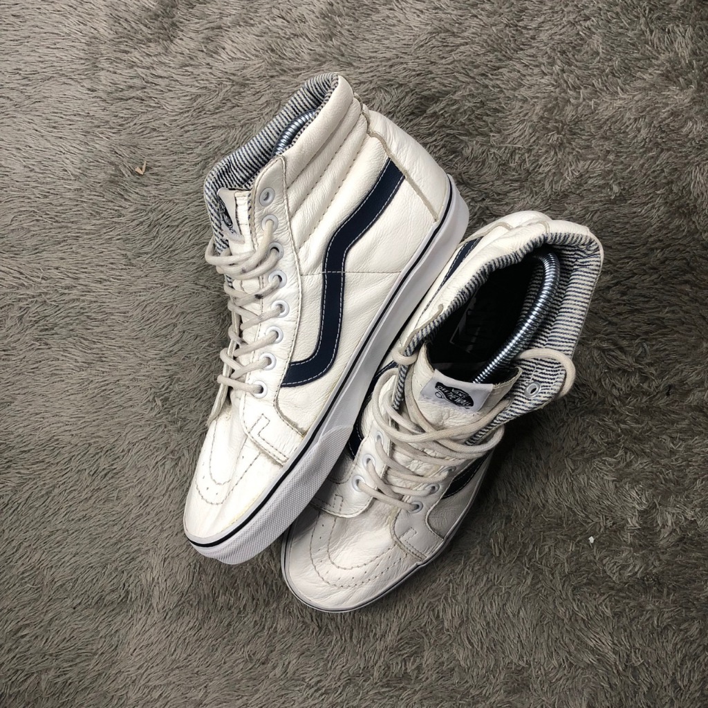 Vans Sk8-Hi Reissue Leather White & Stripes | Size 40 | A4-31