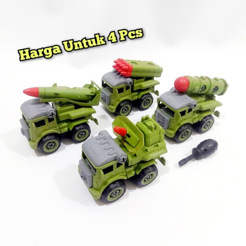 Mainan DIY Set Truck Militer - Miniatur Mobil Army Anak Laki Cowok