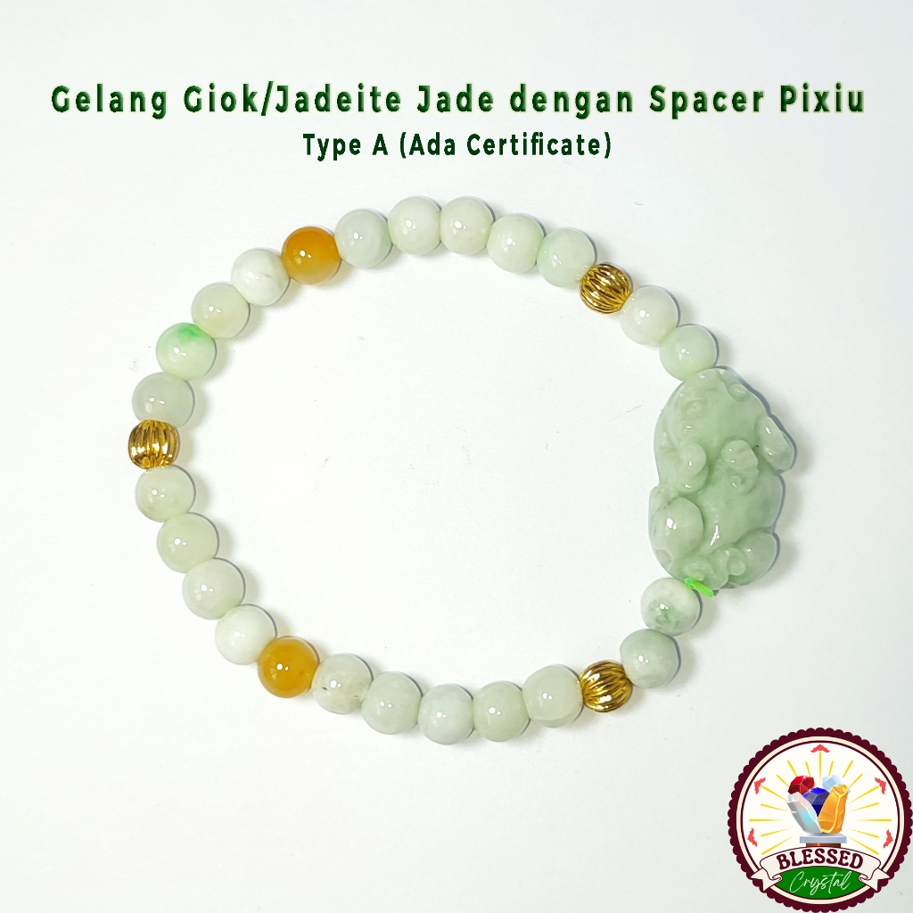 Gelang Jadeite Jade/Giok Pixiu Natural Fei Cui Type A Bracelet