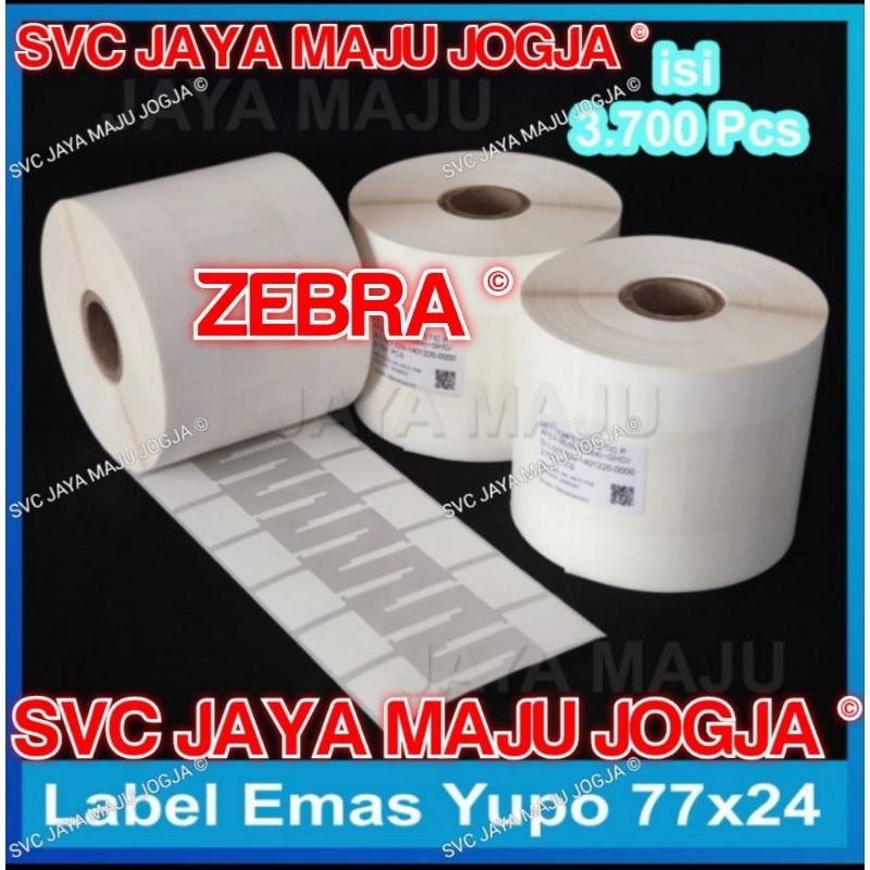 

[ ZEBRA ] 77 X 24 YUPO SYNTHETIC - 2 LINE - FACE IN - ISI 3.700 PCS || CORE 1" || LABEL PERHIASAN JEWELRY BERLIAN DIAMOND EMAS GOLD SILVER - OPTIK KACAMATA || 77X24 - ZEBRA - GC420T GK420T GK888T GT820 ZD220 ZD230 ZD888 ZD420 ZD421
