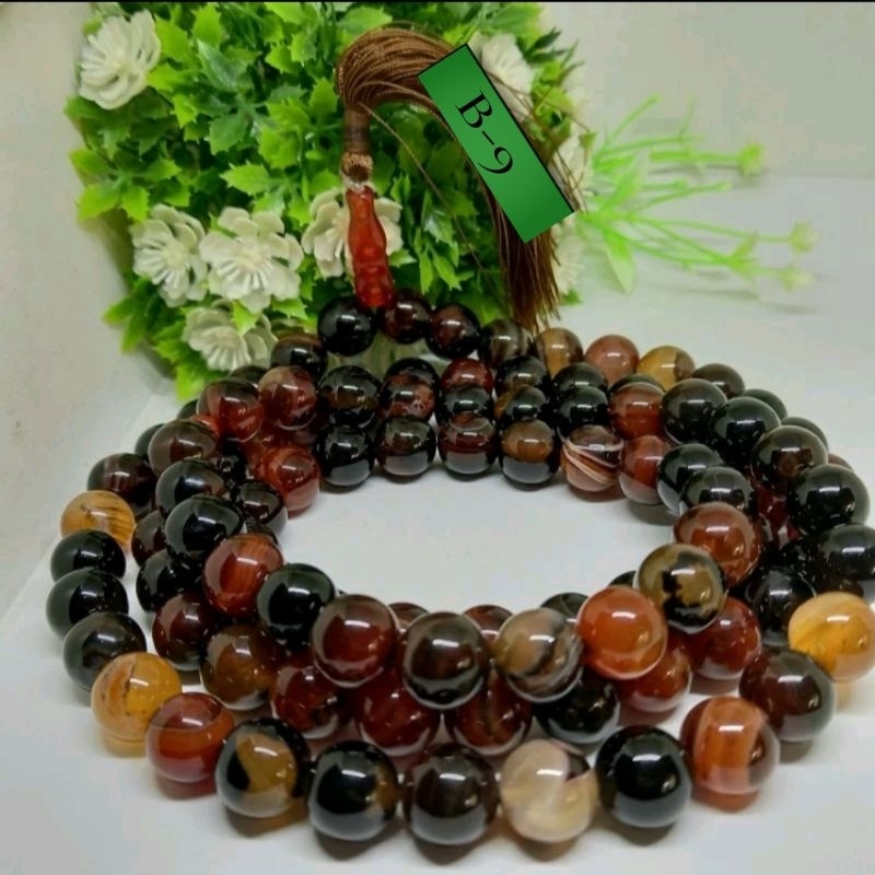 TASBIH BATU AKIK SULAIMAN MADU 12 MM 99 BUTIR