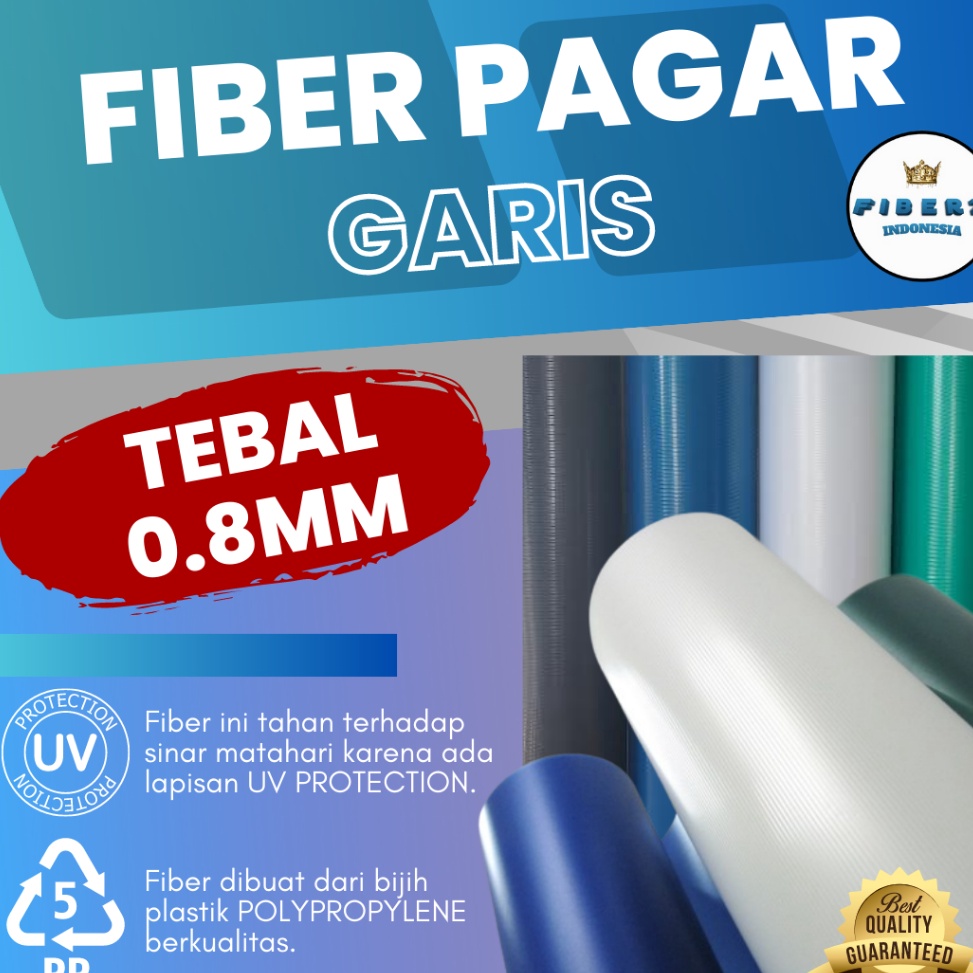 FIBERZ  Fiber Plastik Penutup Pagar GARIS TEBAL 8mm Meteran ART I6E5