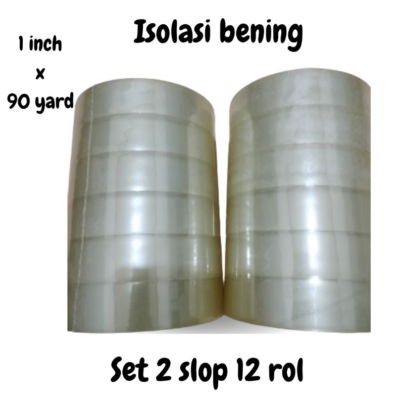

Isolasi bening 24 mm x 90 yard 2slop 12 rol/lakban 1 inch x 90 yard