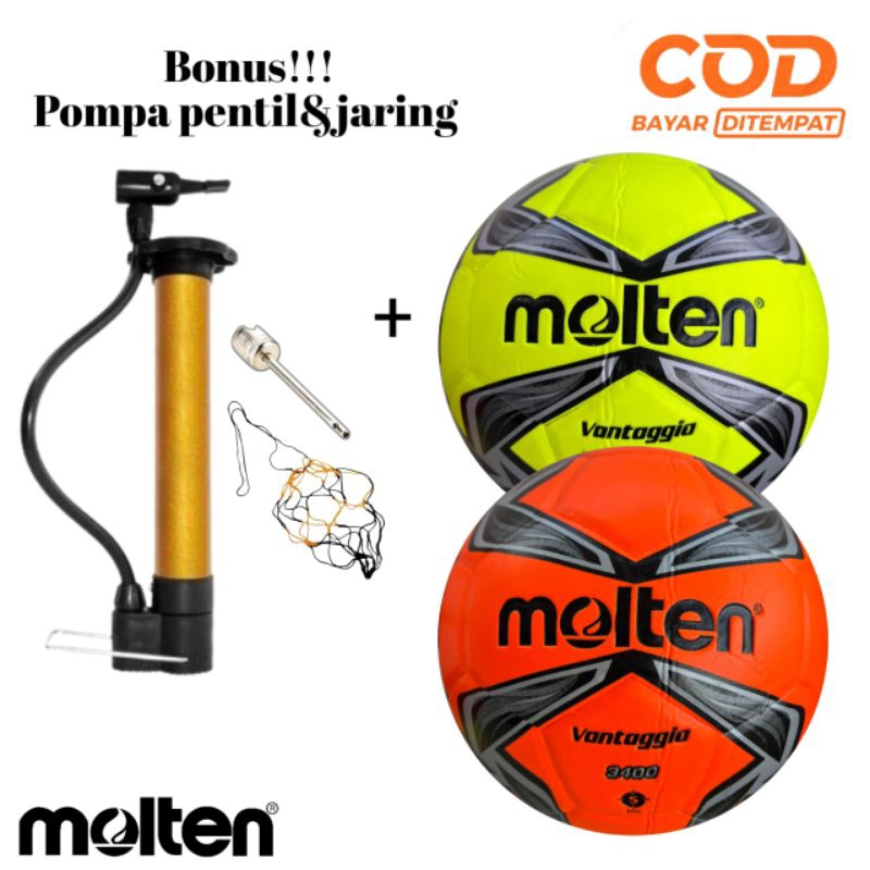 BOLA SEPAK MOLTEN VANTAGGIO 3400 FULL PRES ORIGINAL/GRATIS POMPA PENTIL&JARING