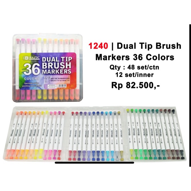 

Terkini Brush pen dual tip bazic 36 warna 9SM