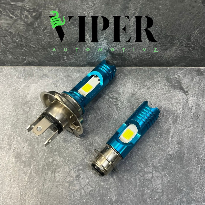 Bohlam LED H4 H6 MRS 2 mata COB + Laser Senja Biru Lampu Depan H4 Kaki 3 H6 Led Grand 2 sisi Hi Low 