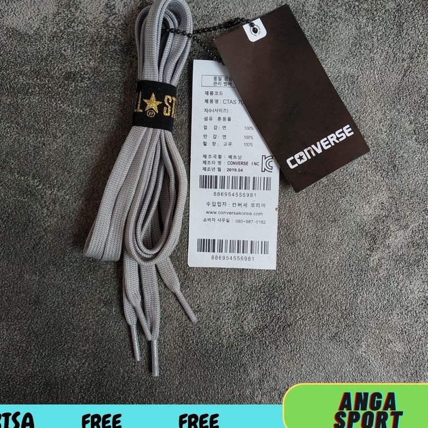 Baru TALI SEPATU CONVERSE FLAT PIPIH ORIGINAL  TALI SEPATU SHOELACES PANJANG 1112 CM ABU 8