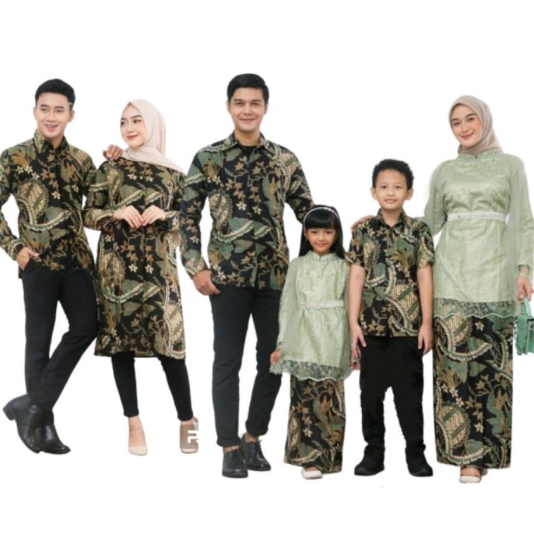 1212 Product HOT Baju Couple Kebaya batik Keluarga warna hijau sage Set Pakaian Sarimbit Brokat Seragam Big Size Jumbo Ibu bapak anak cowok cewek Moder nuntuk pesta kondangan lebaran 223