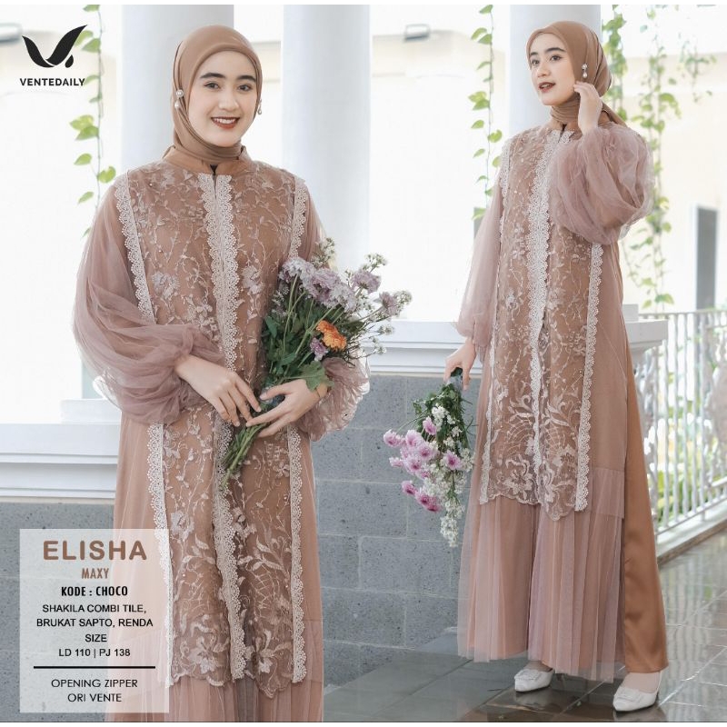 Dress Broklat Elisha | Gamis Dress Lebaran Elisha by Vente Daily