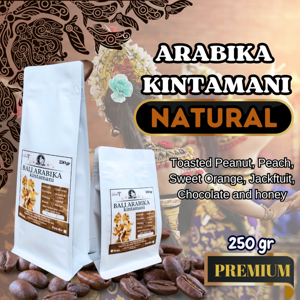 

Arabika kintamani natural 250gr/roastbean/biji kopi arabika kintamani natural/bubuk kopi