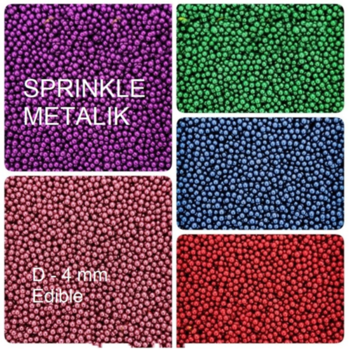 

S5003 Sugar SPRINKLE Edible Trimit Mutiara Bulat Metalik Hiasan Kue Ulang Tahun