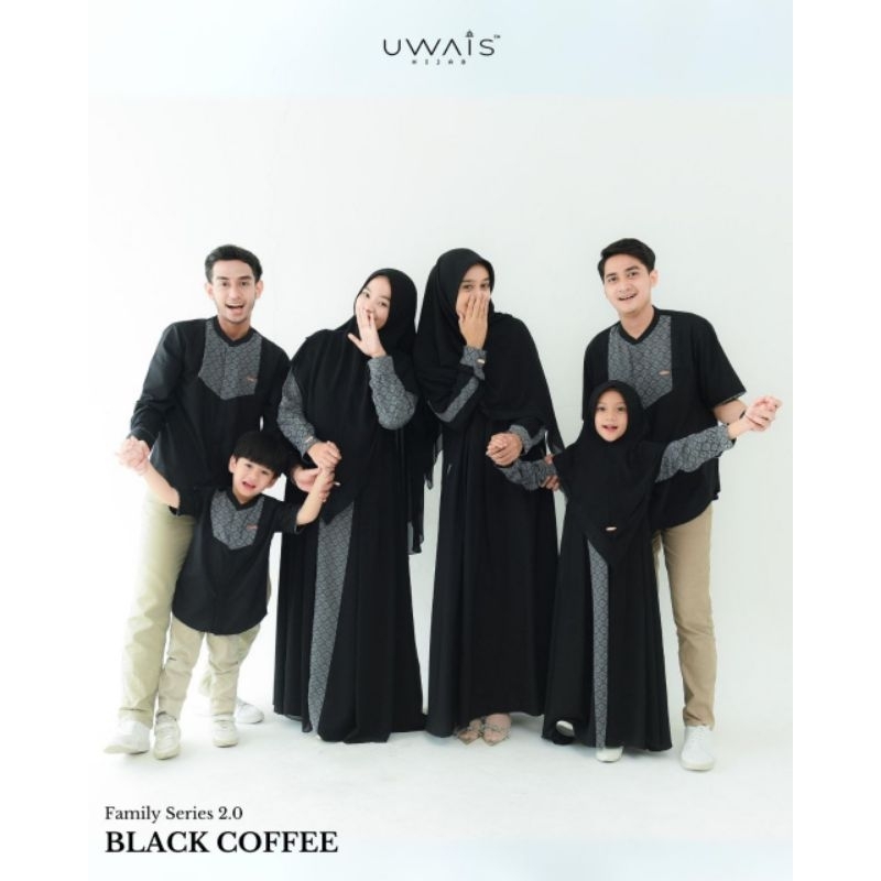 BAJU GAMIS COUPLE SARIMBIT FAMILY SET POLOS HITAM BLACK AINUN SWEETY LOVELY UWAIS HIJAB HABIEBIE KOK
