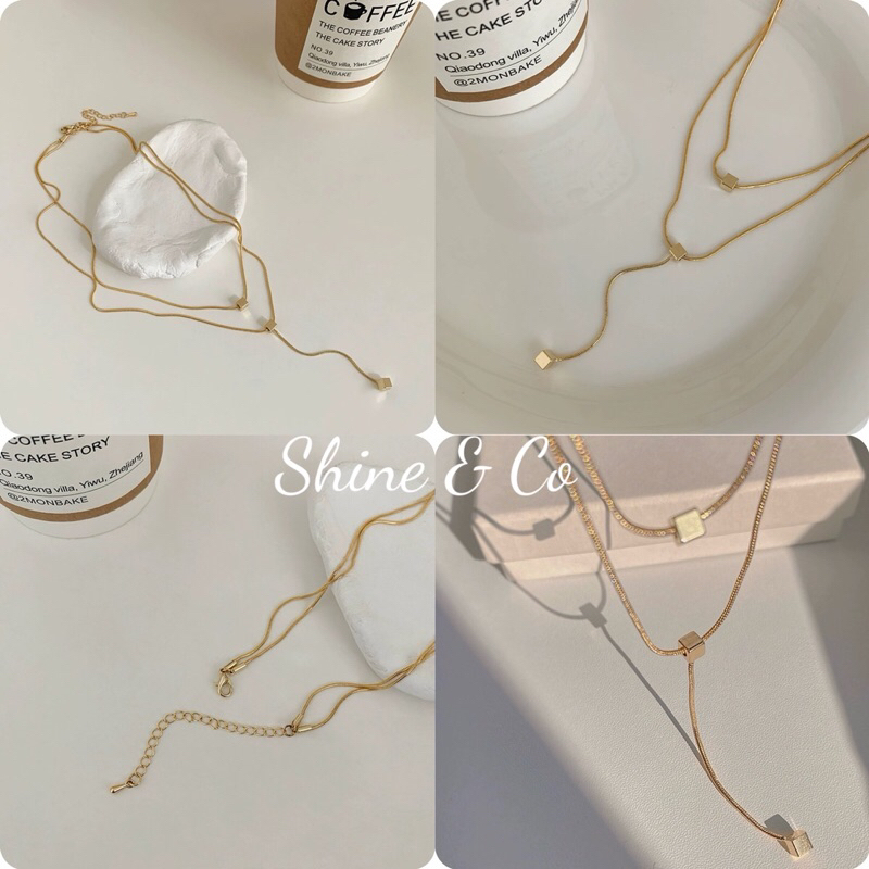Kalung 2 Rantai Dadu / Necklace 2 Layers Cube Korea