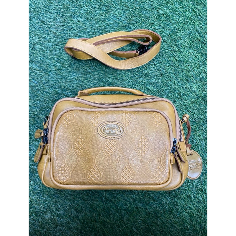 Berliano Tas Kulit Preloved Sydney Kuning Oker Motif Sidodrajad