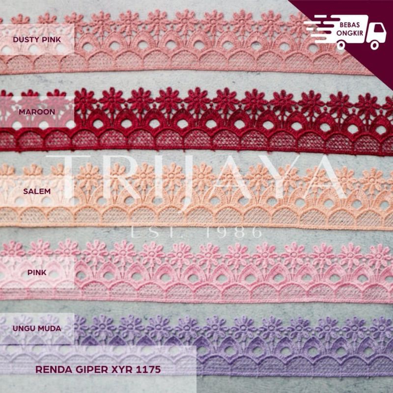 RENDA BORDIR GIPER LEBAR 6CM HARGA PER ROLL