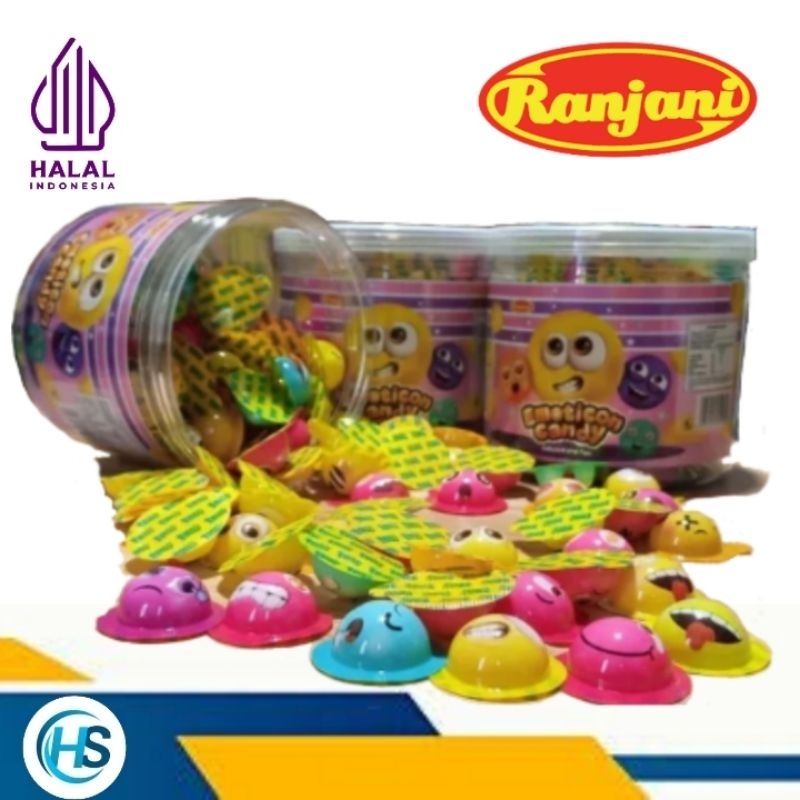 ranjani emoticon candy toples permen lunak emoji smile 100 x 2.5gr