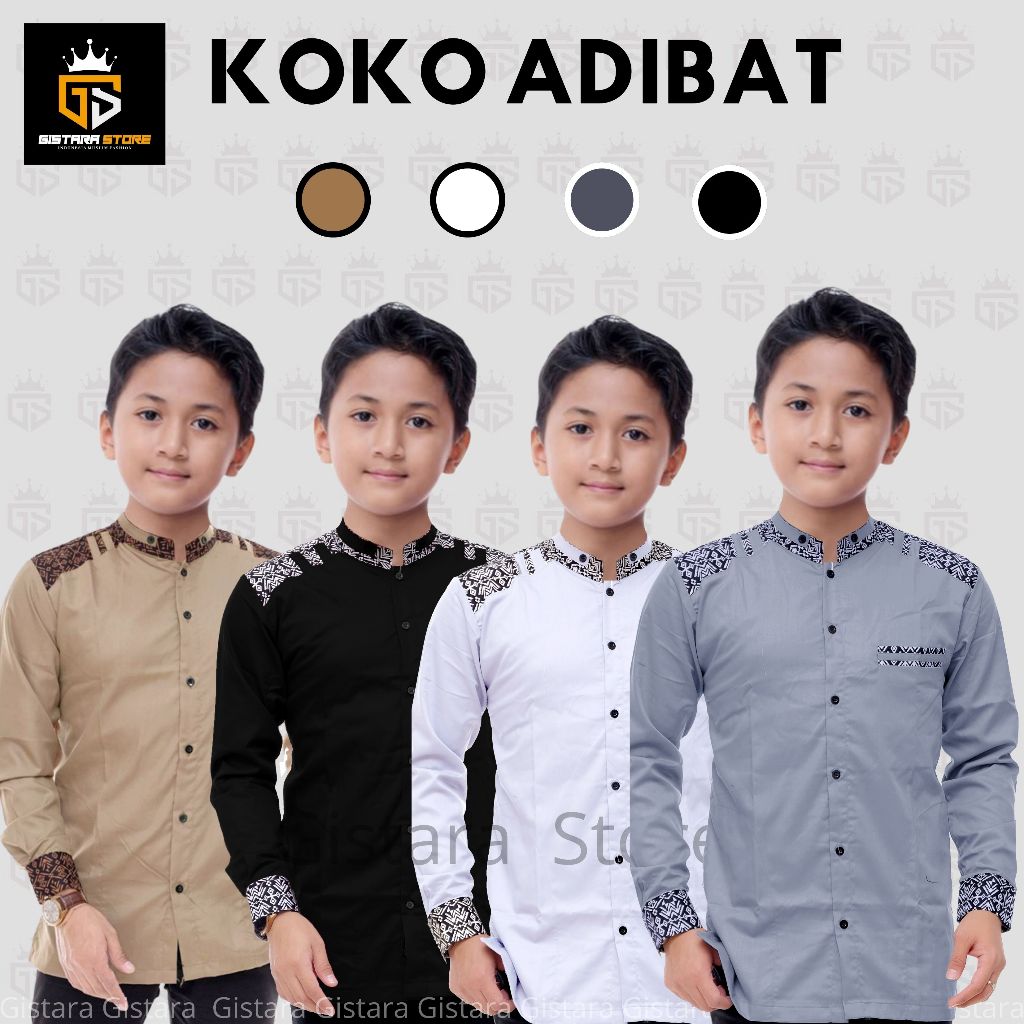 BAJU ATASAN KEMEJA KOKO ANAK LENGAN PANJANG KOMBINASI BATIK UMUR 5 SAMPAI 14 TAHUN TERBARU WARNA HIT