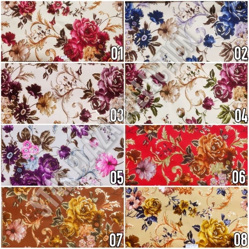 Kain Bludru Beludru Velvet Admiral Motif Bunga Kembang - Manali (Sofa, Kursi, Jok, Sarung Bantal)